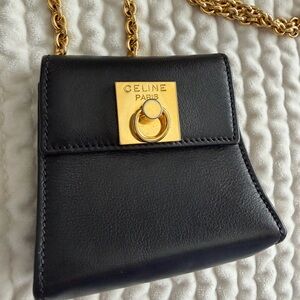 Celine Black Mini Bag with Gold Chain